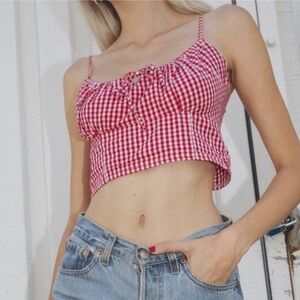 Brandy Melville Red Gingham Crop Top